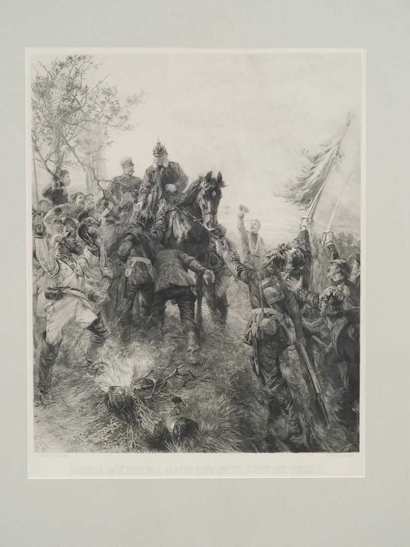 E. Forberg "Wilhelm I. Visits His Soldiers" Etching - 3
