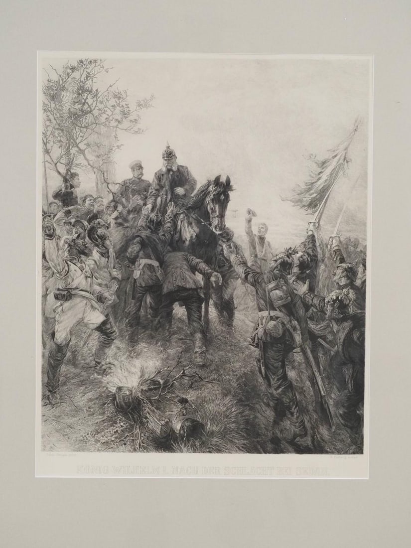 E. Forberg "Wilhelm I. Visits His Soldiers" Etching - 4