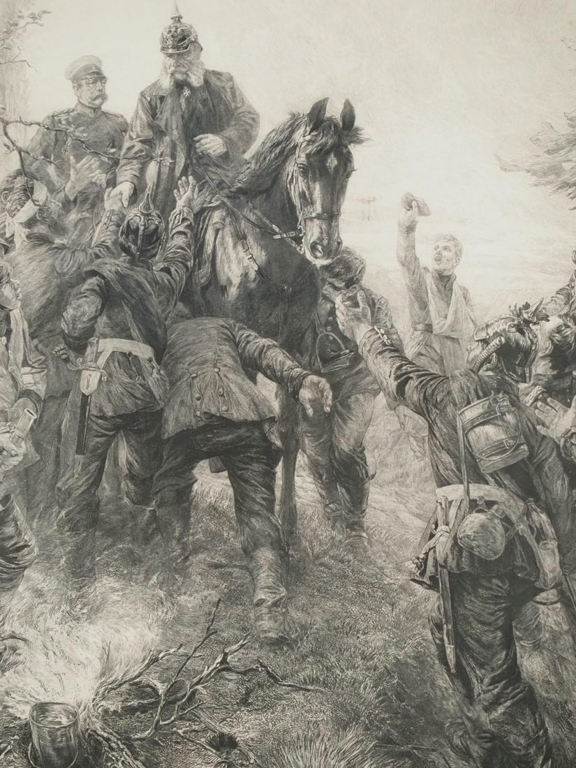 E. Forberg "Wilhelm I. Visits His Soldiers" Etching - 5