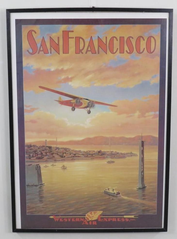 "Western Air Express, San Francisco" Poster: 40.75" x 28.5" framed 