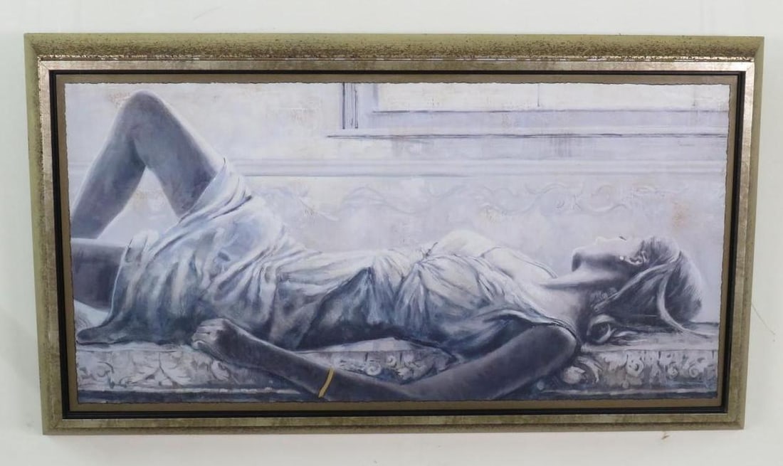 Gualtiero Bassi Scala "Dolce Pensare" Print on Masonite: 24.75" x 43" framed 