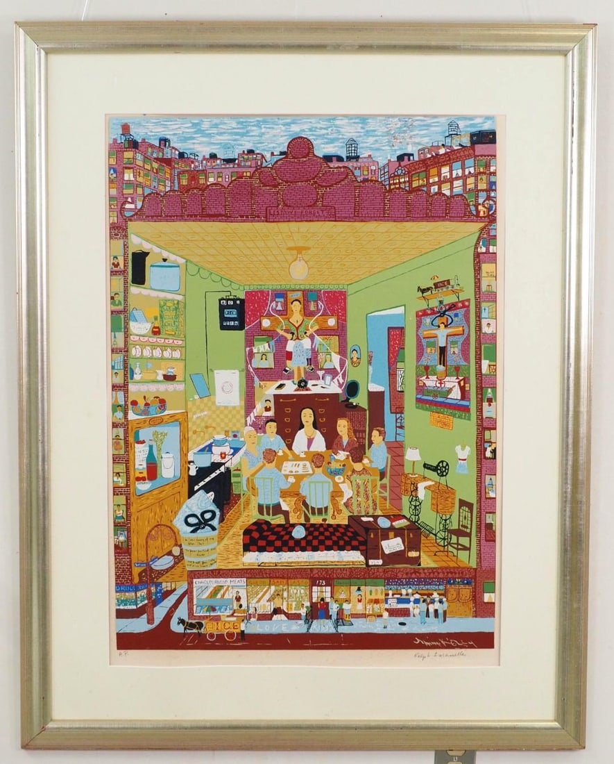 Ralph Fasanella "Family Supper" Print on Paper - 2
