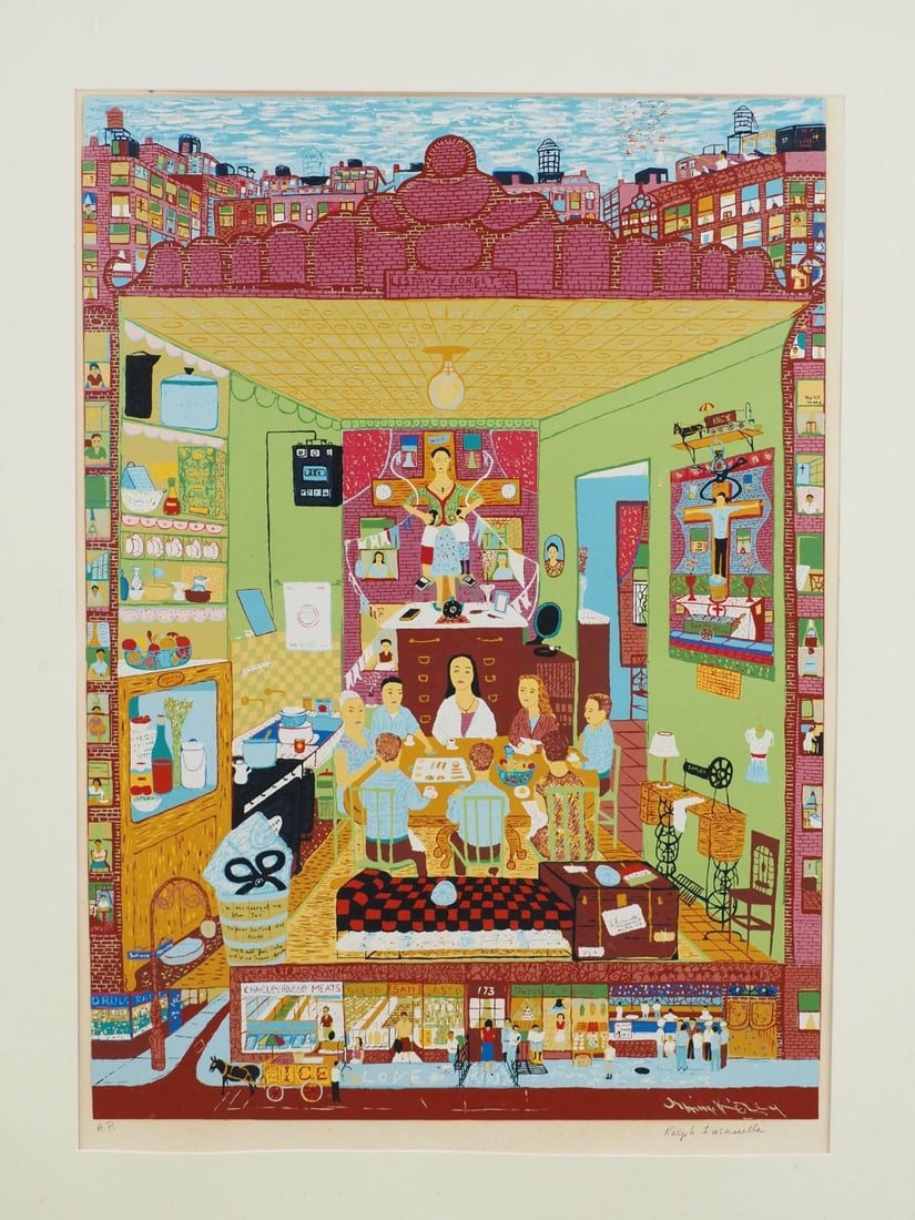 Ralph Fasanella "Family Supper" Print on Paper - 3
