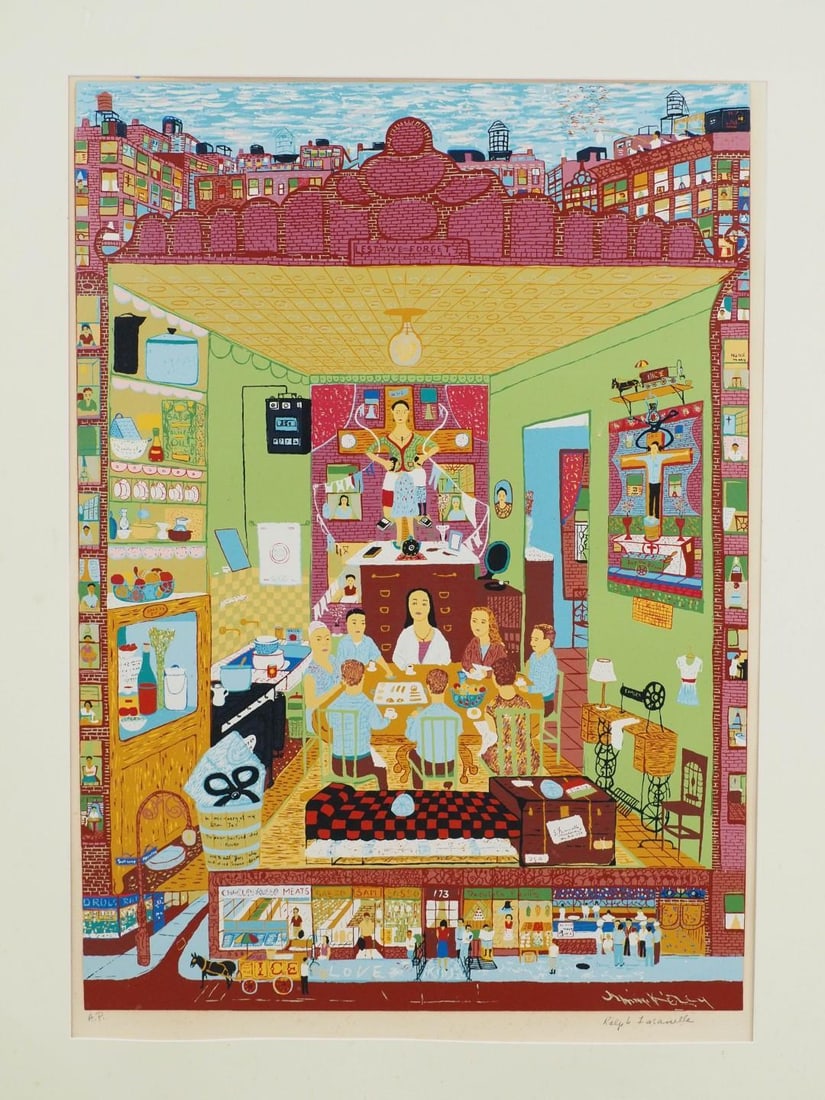 Ralph Fasanella "Family Supper" Print on Paper - 4