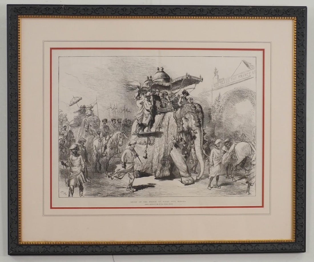 "Entry of the Prince of Wales Into Baroda" Etching on Paper - 2