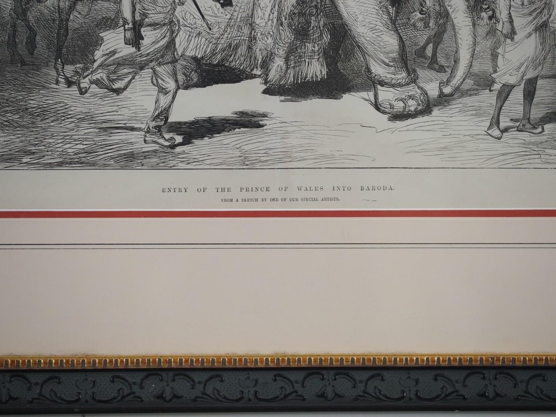 "Entry of the Prince of Wales Into Baroda" Etching on Paper - 4