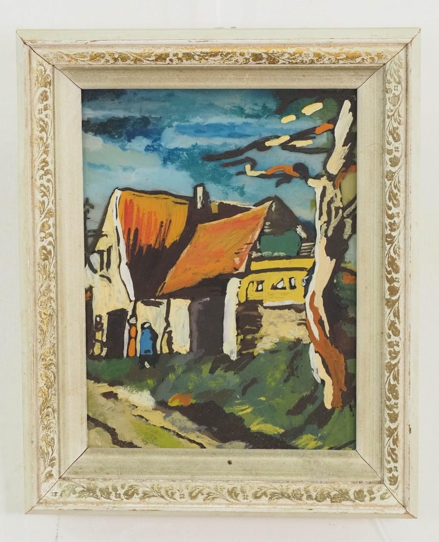 Phyllis Ellstein Untitled Acrylic on Glass Painting: signed en reverso "Phyllis Ellstein", 10" x 8" framed 