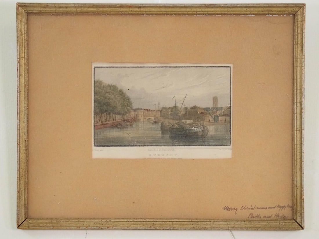 "Utrecht" Print on Paper: SLR "Merry Christmas and Happy New Year", 10.5" x 13.25" framed 