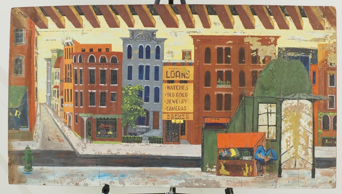 Acrylic on Masonite Painting: 26.5" x 48", **Chipped 