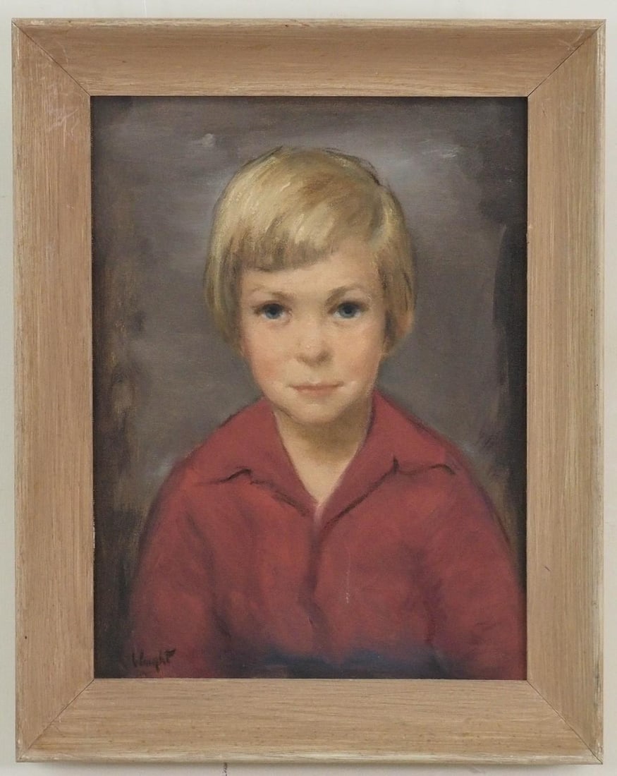 Stan Marc Wright "Portrait I" Oil on Panel Painting: SLL Wright; 11" x 16" framed 