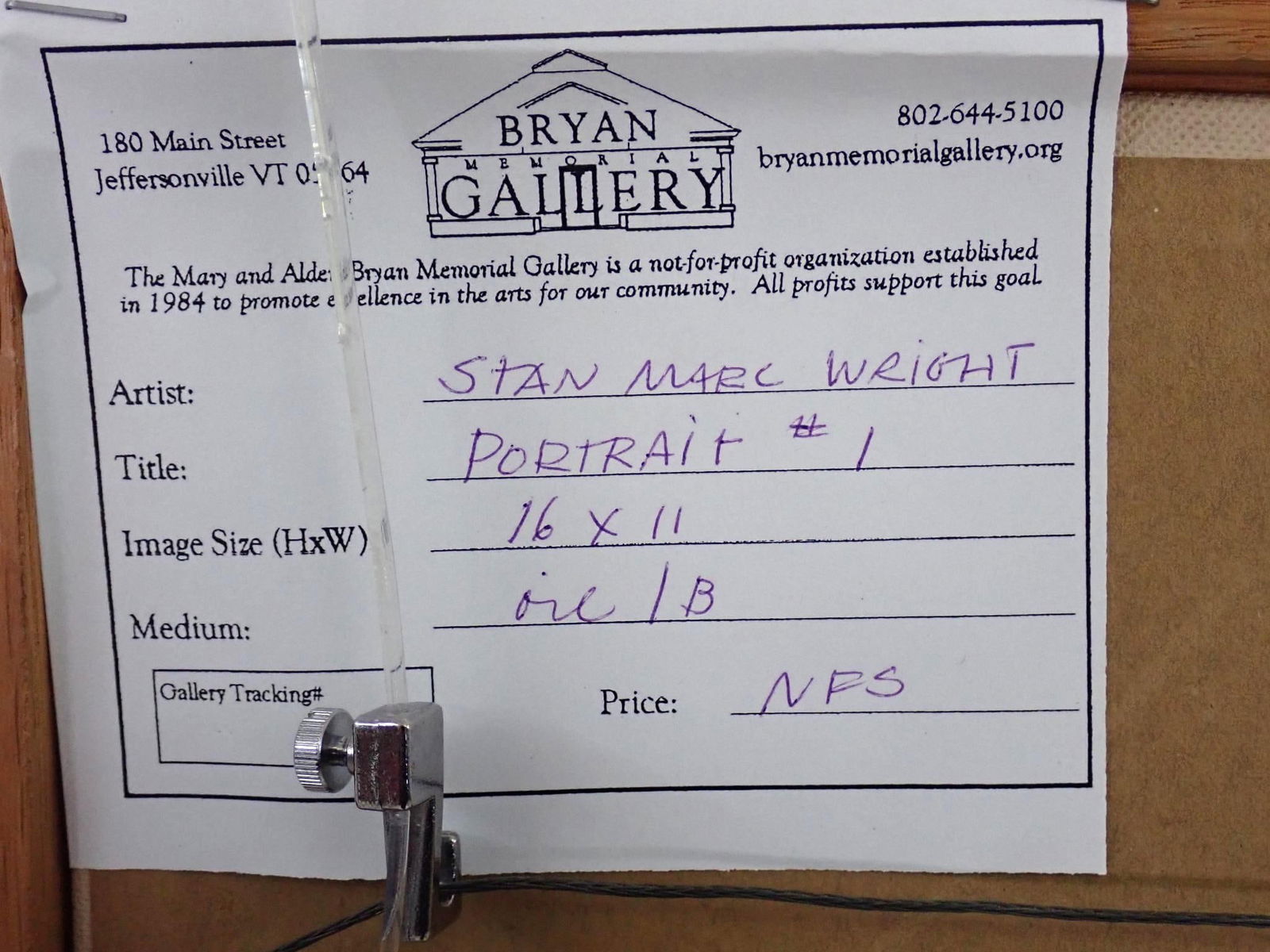 Stan Marc Wright "Portrait I" Oil on Panel Painting - 6