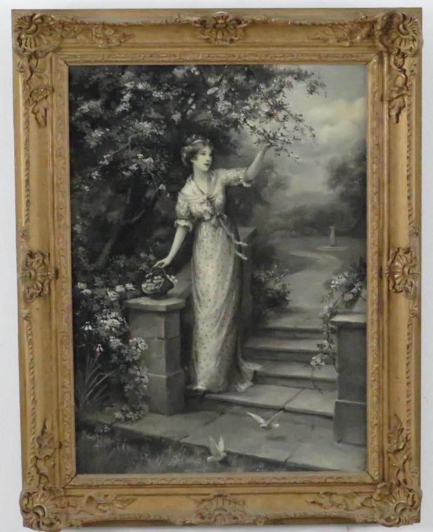 Oil on Canvas Painting: 27.5" x 21.25" framed, **Frame has Damage 