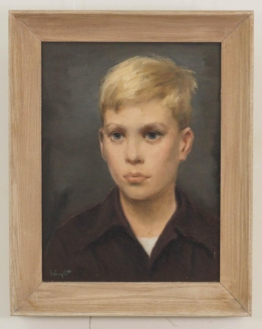 Stan Marc Wright "Portrait II" Oil on Panel Painting: SLL "Wright"; 11" x 16" framed 