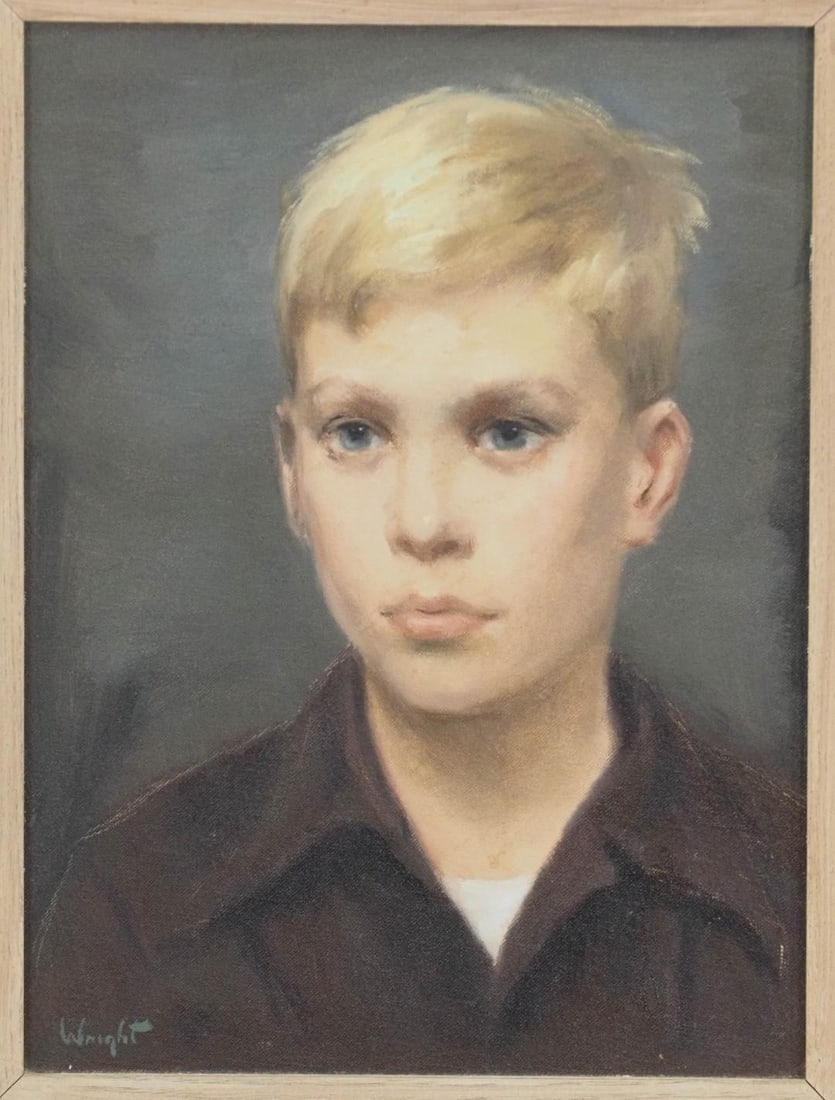 Stan Marc Wright "Portrait II" Oil on Panel Painting - 4