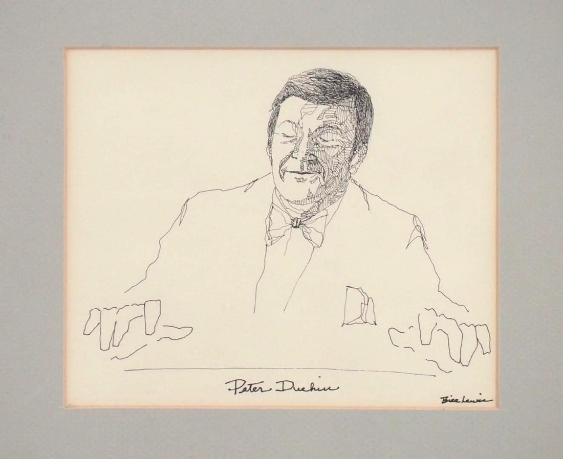 Bill Lewis "Peter Duchin" Pen of Paper Sketch - 2