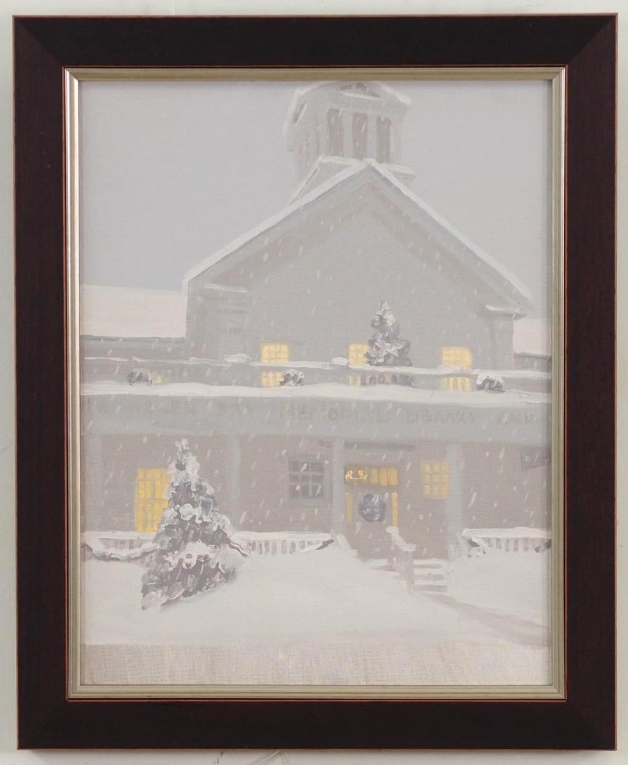 "Helen Day Art Center in Wintertime" Oil on Canvas Painting: 16.5" x 13.5" framed 