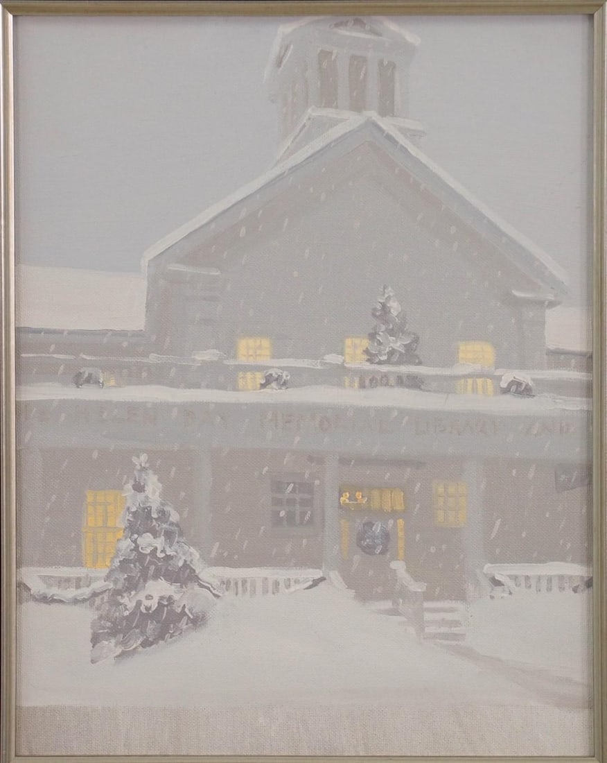 "Helen Day Art Center in Wintertime" Oil on Canvas Painting - 2