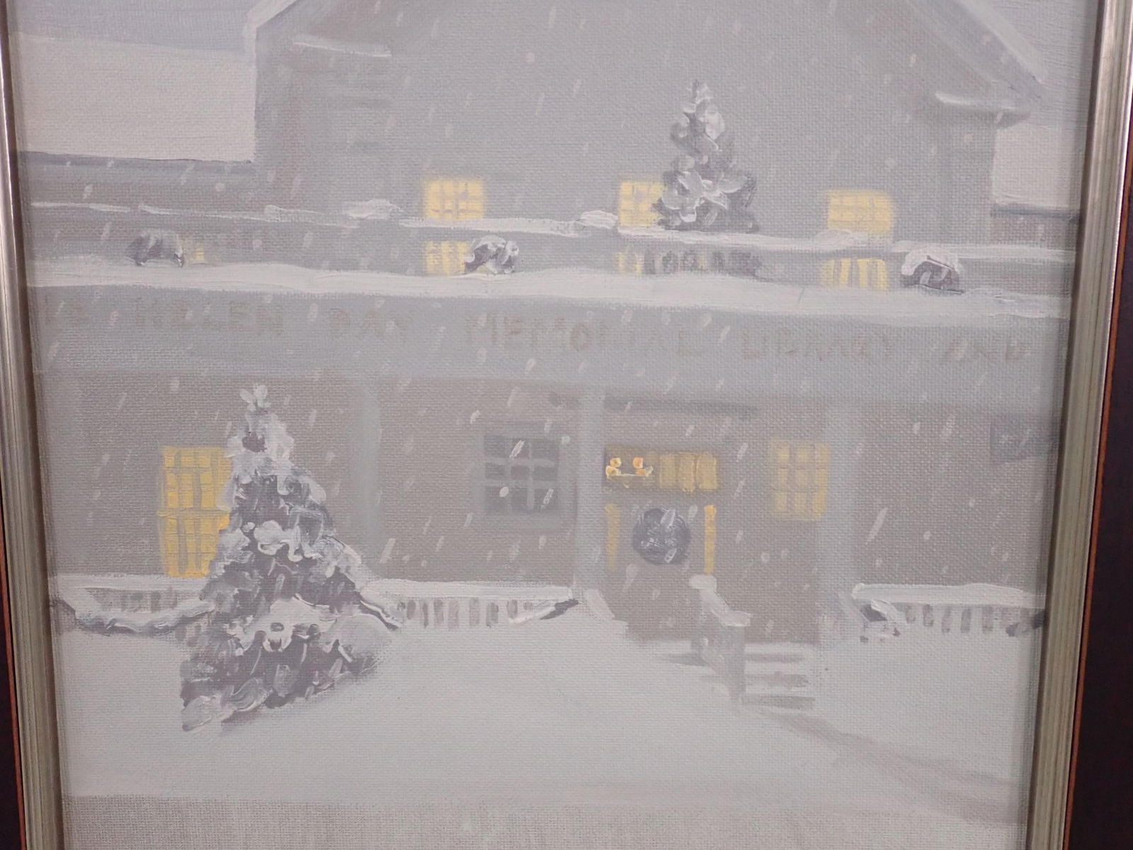 "Helen Day Art Center in Wintertime" Oil on Canvas Painting - 3