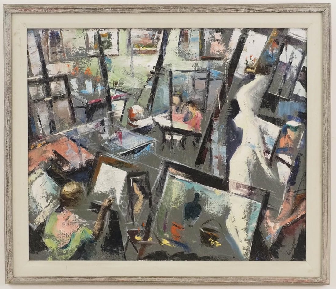 Stan Marc Wright "Atelier" Oil on Canvas Painting (1 of 9)