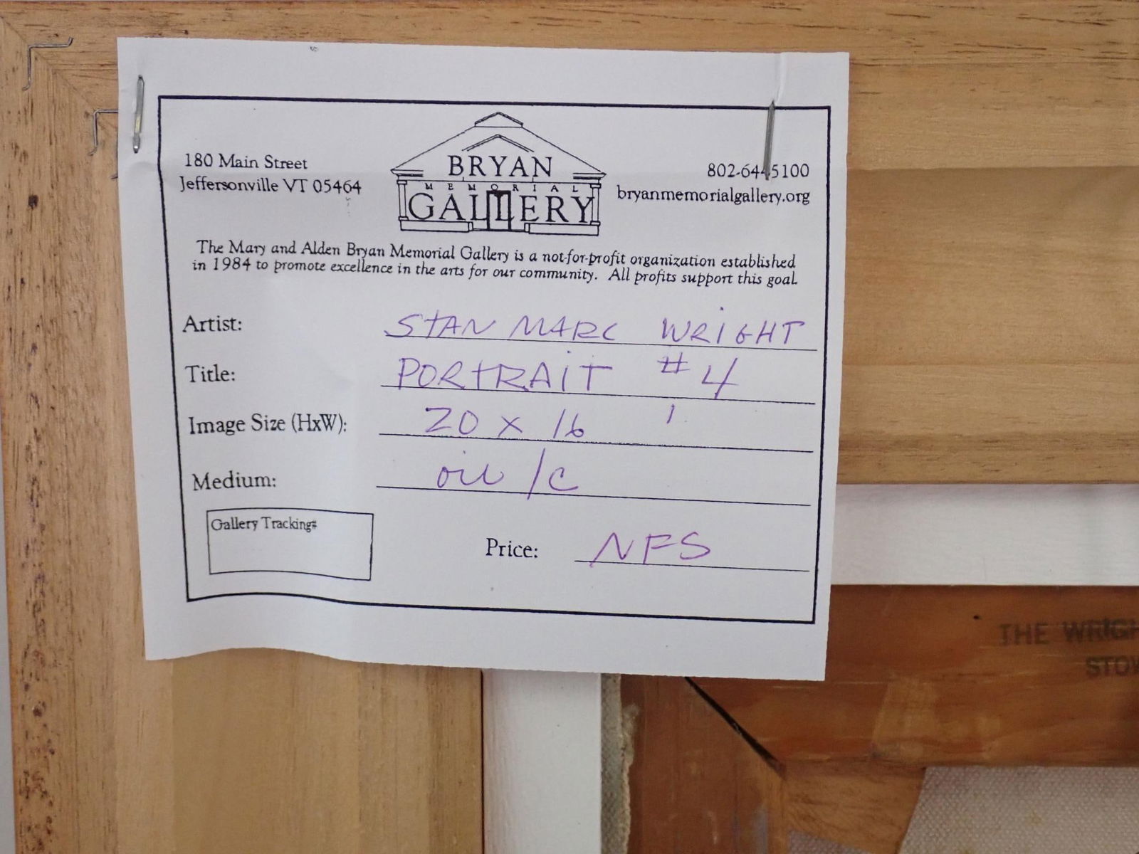 Stan Marc Wright "Portrait #4" Oil on Canvas Painting - 9