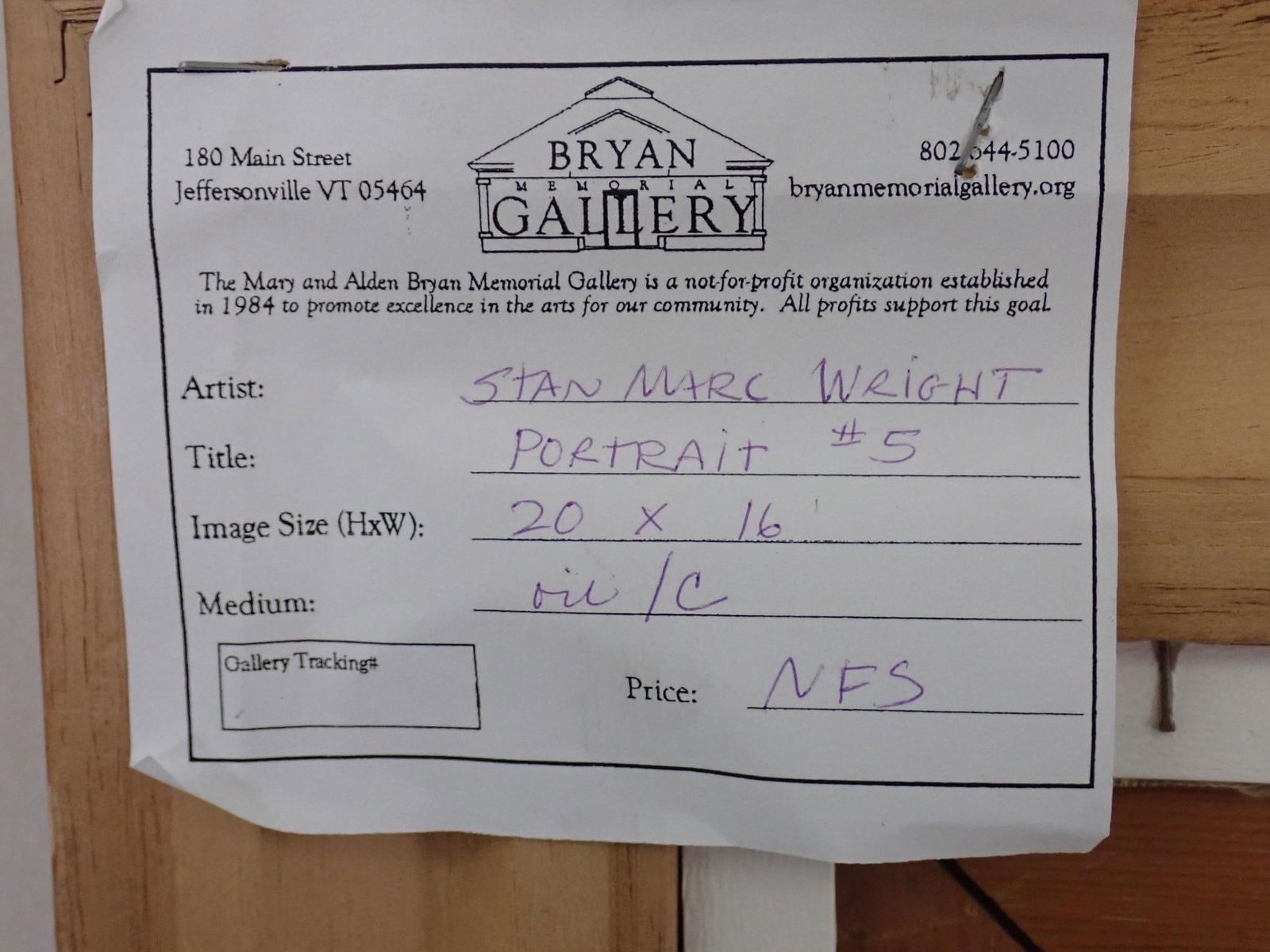 Stan Marc Wright "Portrait #5" Oil on Canvas Painting - 4