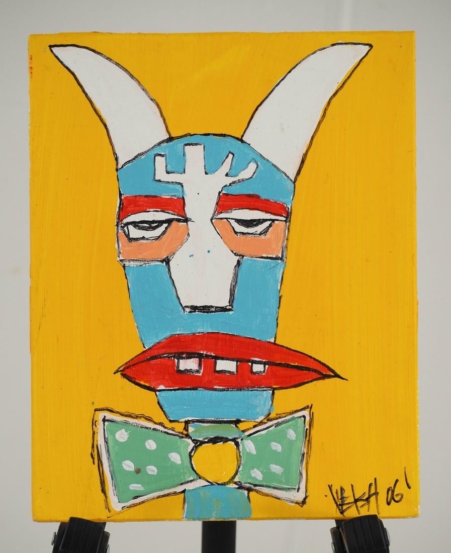 Mickey Welsh "11 Pound Howler" Acrylic on Cardboard: SLR "Welsh '06";Titled en verso, 9.75" x 7.75" 