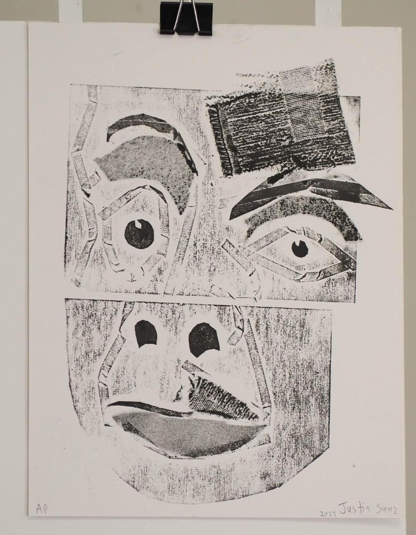 (4) Justin Sanz Collagraph Prints on Paper - 11