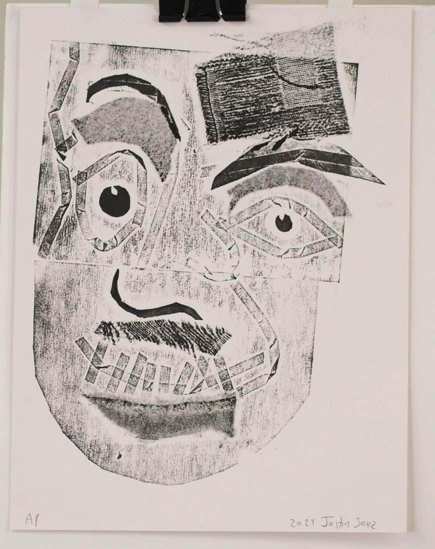 (4) Justin Sanz Collagraph Prints on Paper - 2