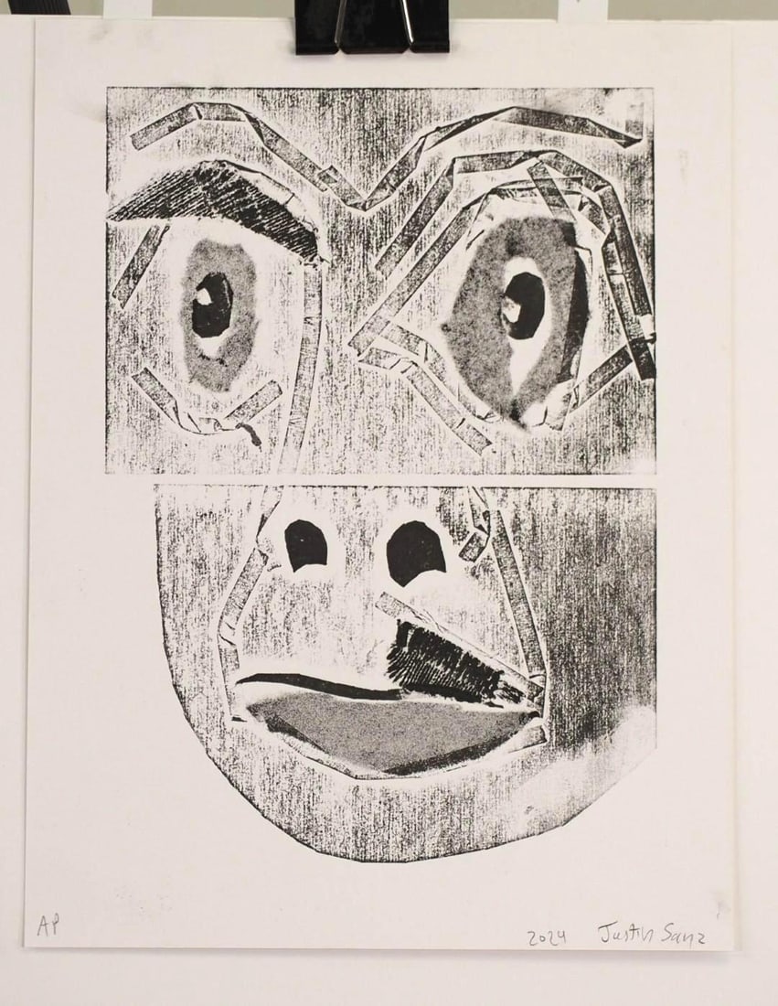 (4) Justin Sanz Collagraph Prints on Paper - 8