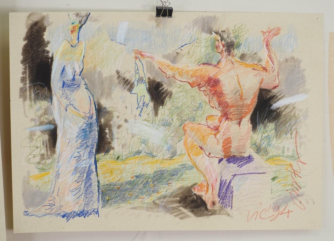 (2) Vytautas Jurkunas Pastels & Colored Pencils on Paper - 4