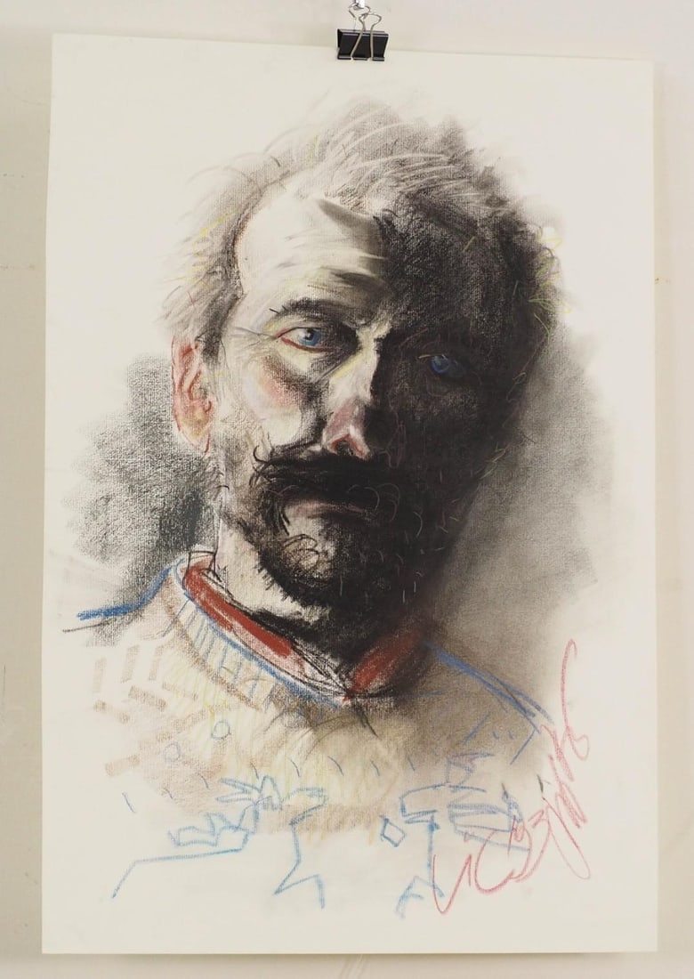 Vytautas Jurkunas "Autoportretas" Pastel on Paper - 2