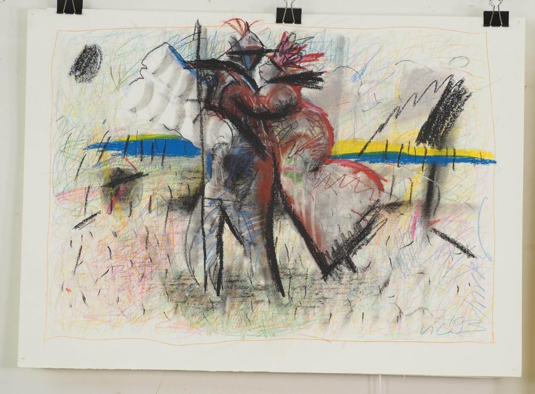 (2) Vytautas Jurkunas Pastel, Watercolor & Colored Pencil on Paper - 3