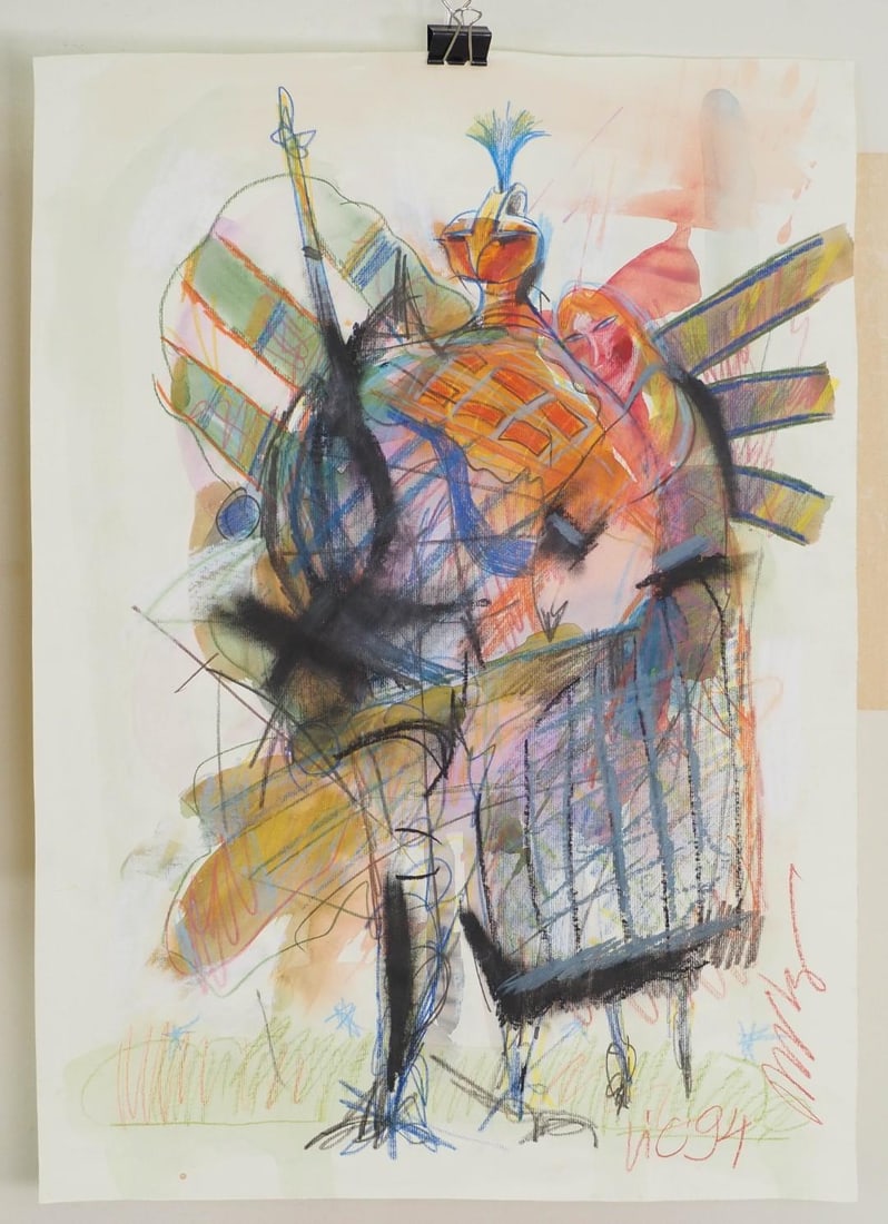 (2) Vytautas Jurkunas Pastel, Watercolor & Colored Pencil on Paper - 4