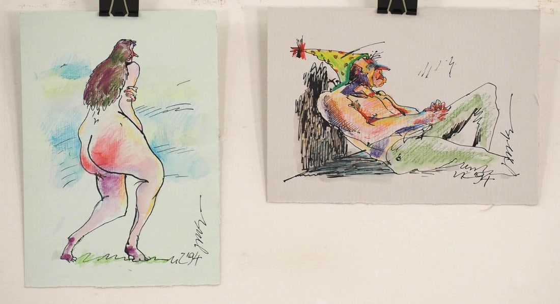 (2) Vytautas Jurkunas Ink, Pastel & Watercolor on Paper - 2