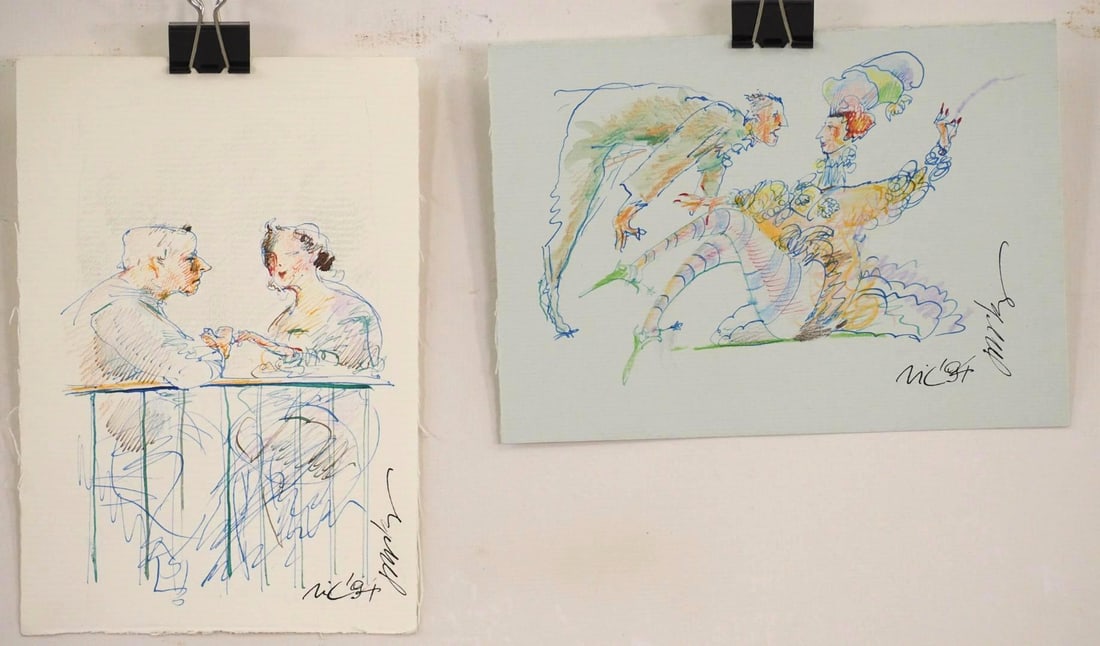 (2) Vytautas Jurkunas Ink, Pastel & Watercolor on Paper - 2