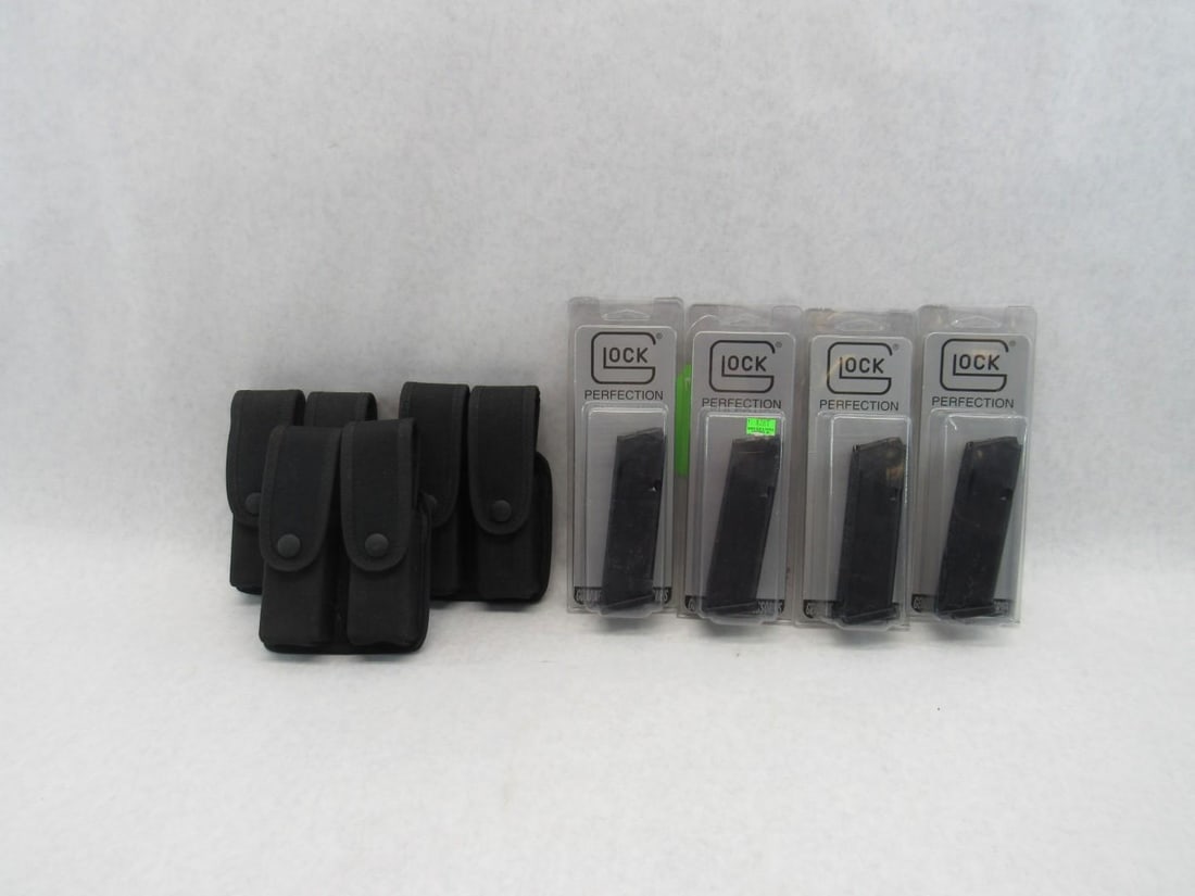 (6) Glock 15 Round .40 S&W Magazines & (3) Pouches - 2