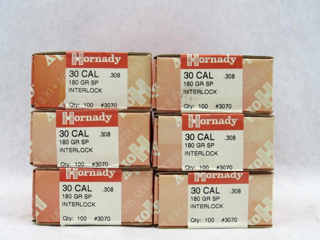 (6) Boxes of Hornady .308 Bullets: (6) Boxes of Hornady .308 Bullets 