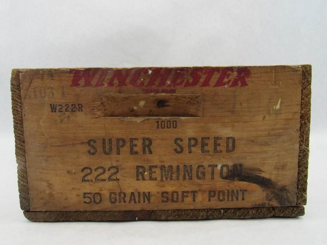Vintage Wood Winchester .222 Cartridge Crate - 5
