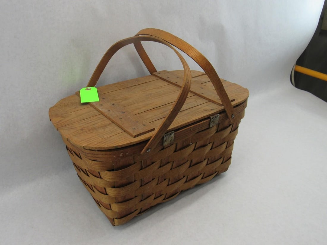 Vintage Split Oak Pic Nic Basket - 2