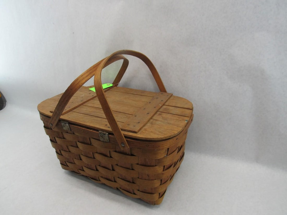 Vintage Split Oak Pic Nic Basket - 3