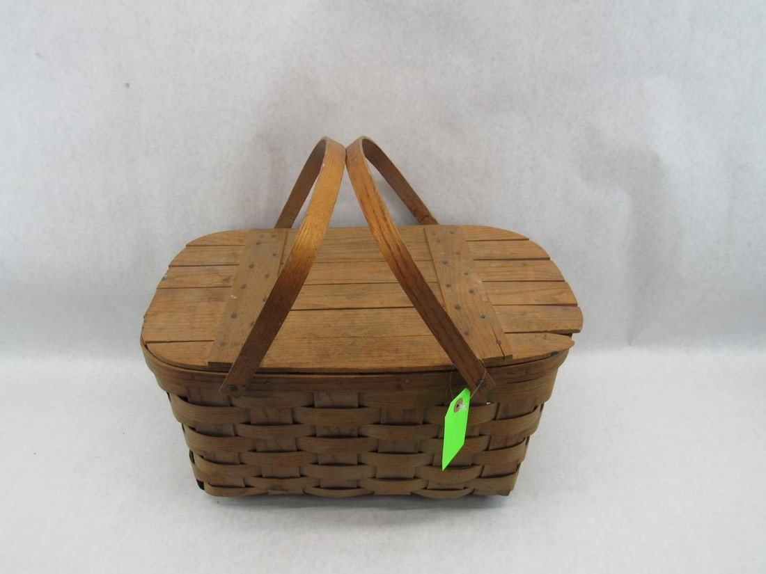 Vintage Split Oak Pic Nic Basket - 4
