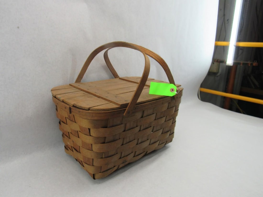 Vintage Split Oak Pic Nic Basket - 5
