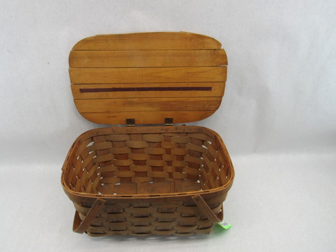 Vintage Split Oak Pic Nic Basket - 8
