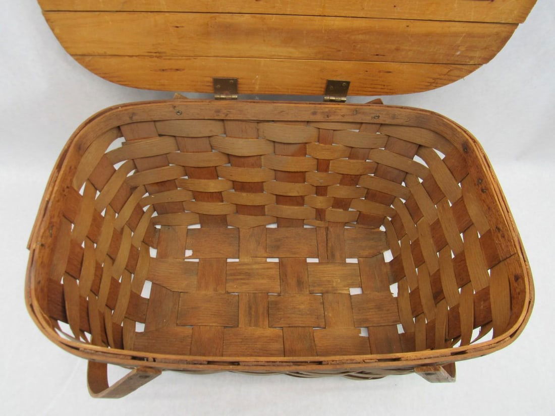 Vintage Split Oak Pic Nic Basket - 9