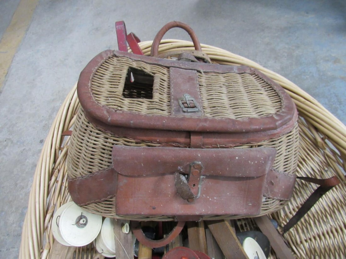 Ice Fishing Equipment & (3) Wicker Creels - 5