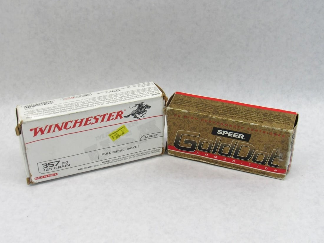 (2) Boxes of .357 Sig Cartridges: Winchester & Speer 