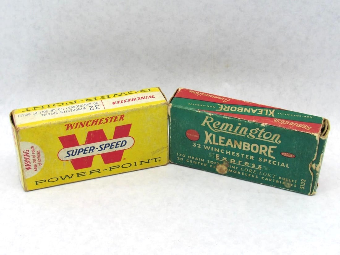 (2) Vintage .38 Winchester Special Cartridges Boxes: with (38) brass 
