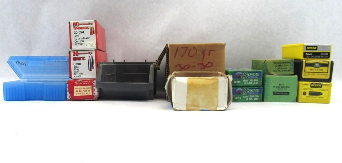 29lbs. +/- Assorted Bullets: incl.: 9mm, .243, .22 