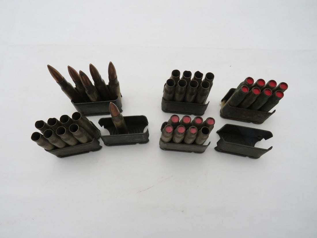 (7) Vintage M1 Garand Clips, Cartridges, Blanks & Brass - 2
