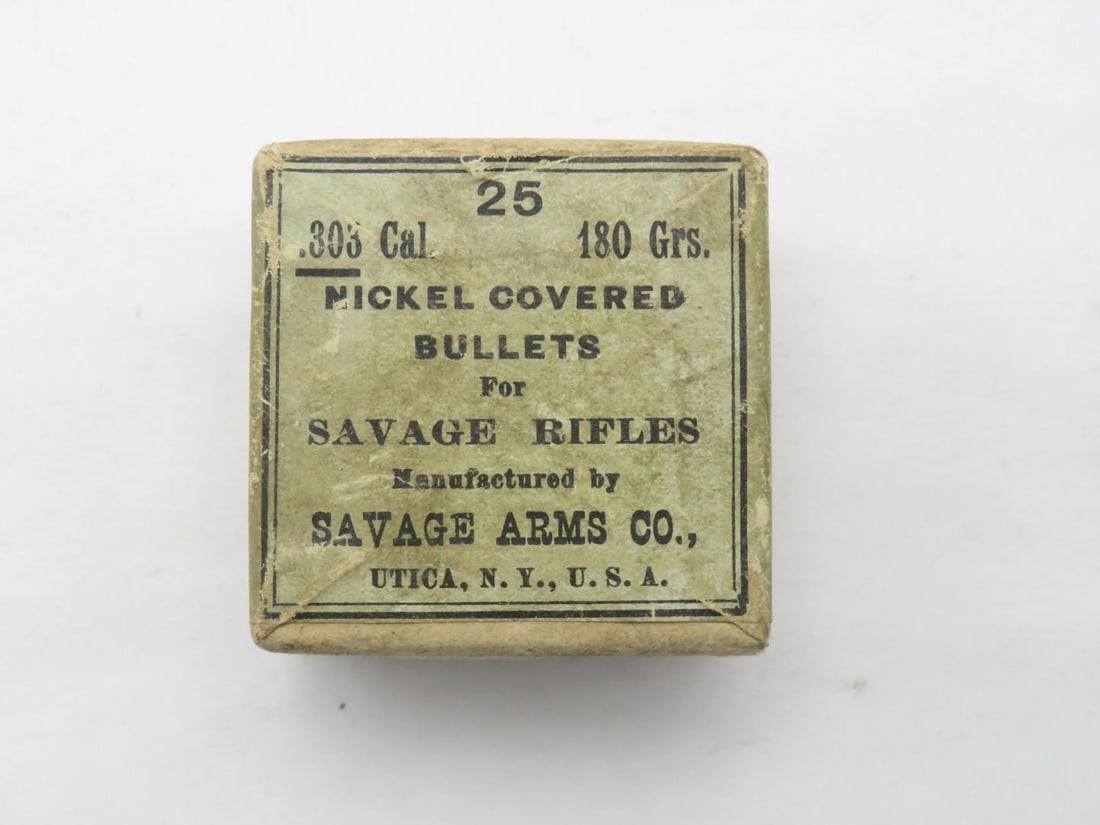 Vintage Savage Two Piece .303 Bullet Box: with original contents; taped 